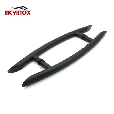 Puxadores de porta de vidro de aço inoxidável preto fosco luxo para porta de madeira